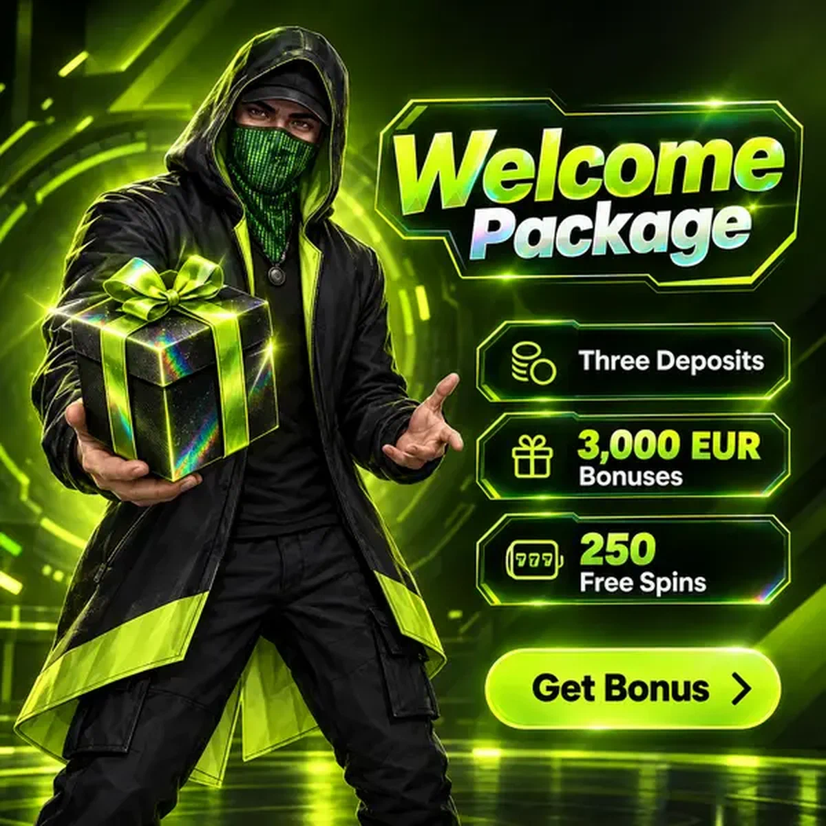 Neonvalaistut Matrixzino Casino App -tervetuliaispaketit hehkuvat, kun pelaaja valmistautuu lataamaan