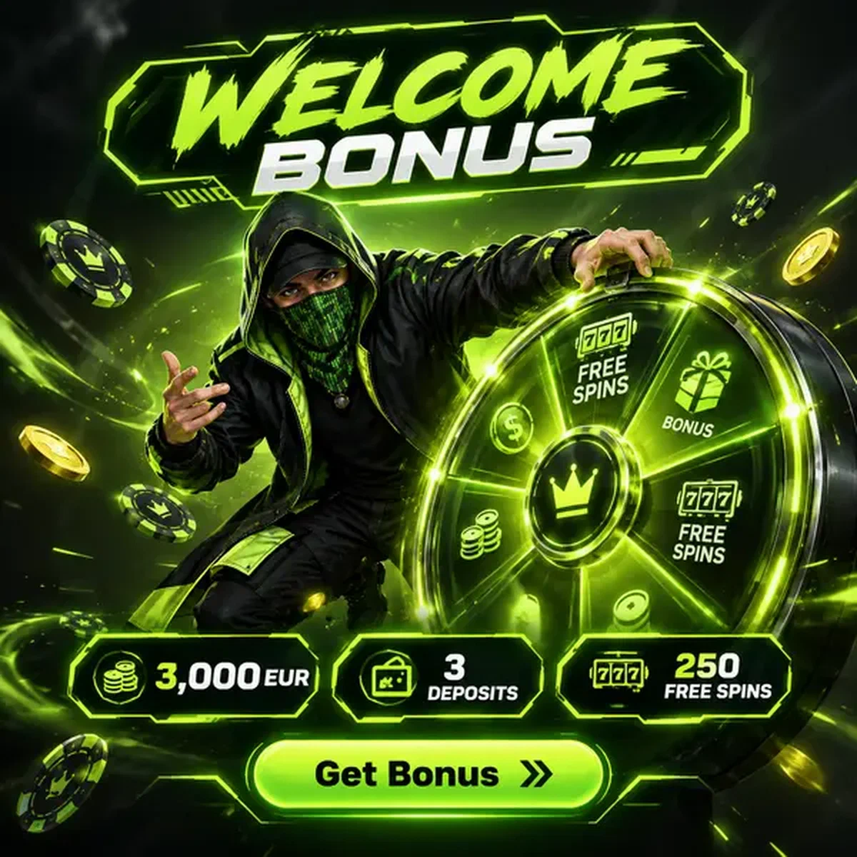 Operaattori pyörittää palkintopyörää Matrixzino Casinossa tervetuliaisbonus-palkintojen saamiseksi